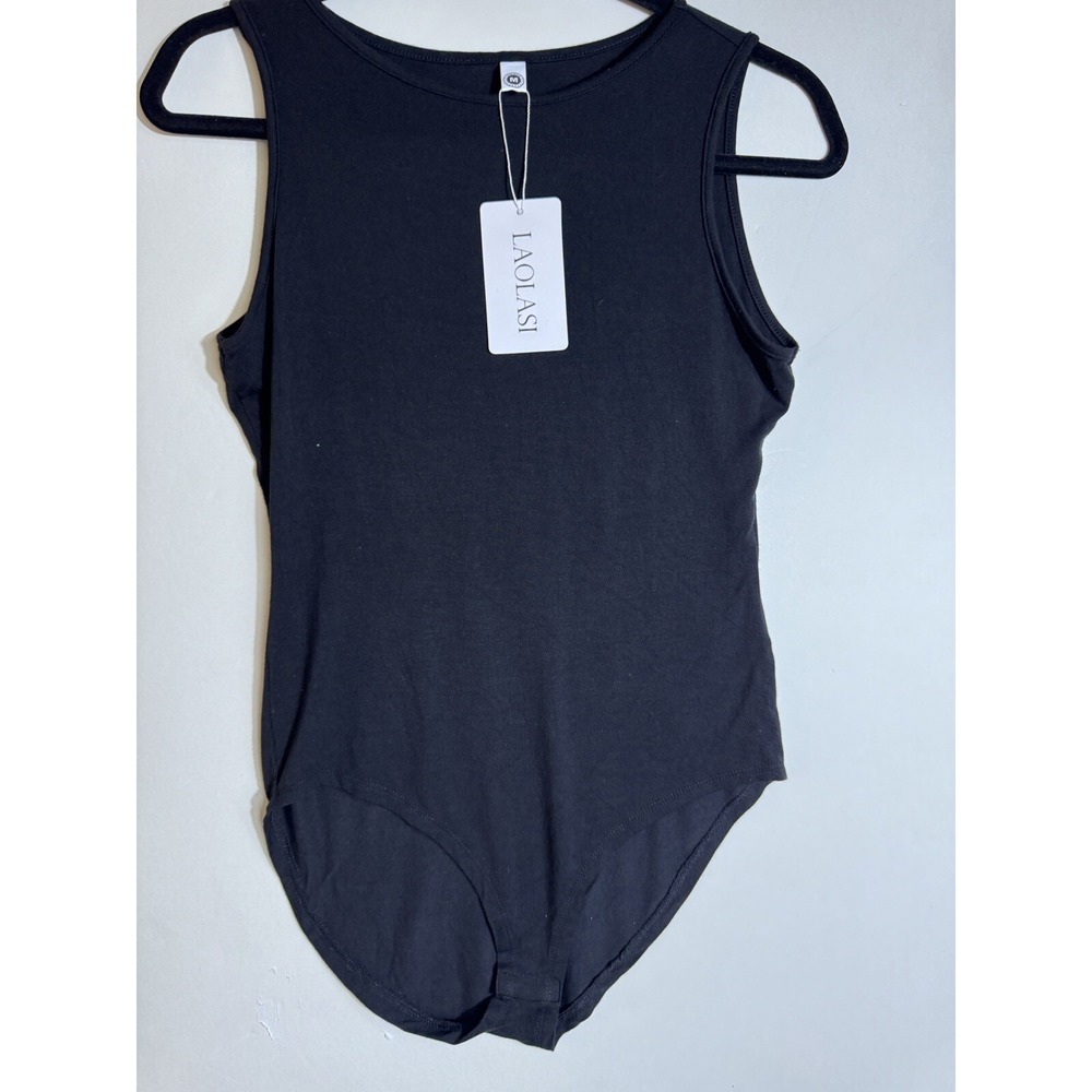 LAOLASI Women's Crew Neck‎ Bodysuit Sleeveless Racer Back Slim Fit Sz M